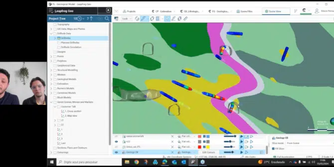 a screenshot from a webinar using Leapfrog to show a geological model